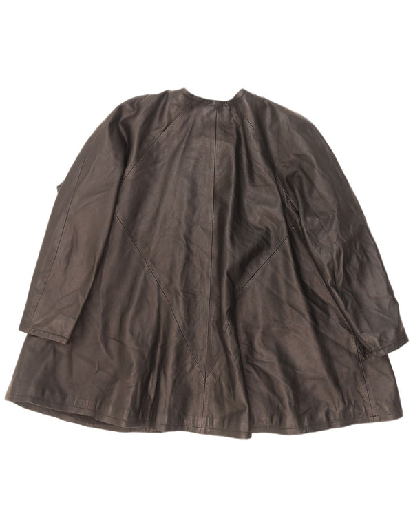 Cappotto oversize in pelle vintage da donna EU 38 medio nero