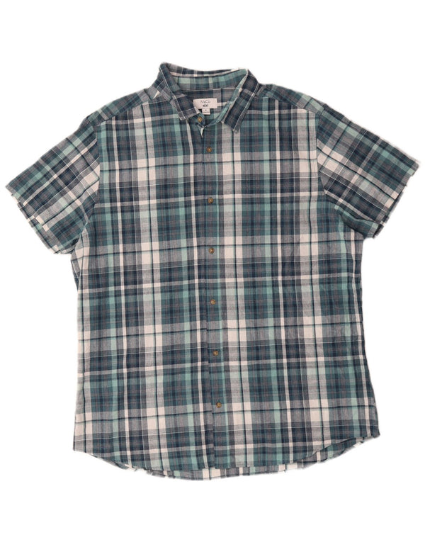 Camicia a maniche corte da uomo M&CO XL in cotone a quadri blu
