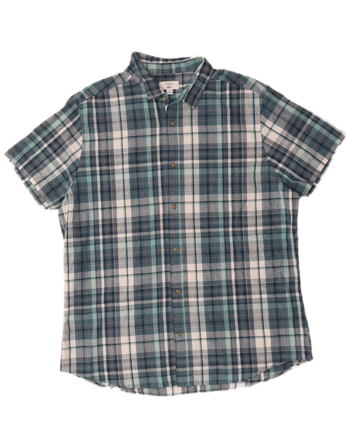 Camicia a maniche corte da uomo M&CO XL in cotone a quadri blu
