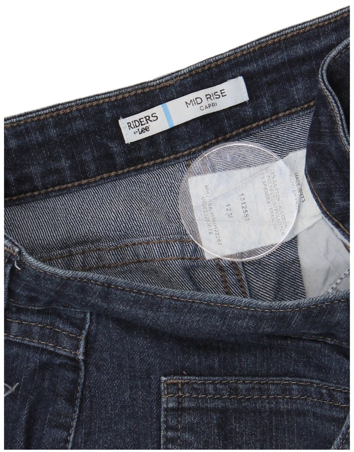 Jeans Capri da donna a vita media LEE Riders US 12 Large W32 L19 Blu Navy