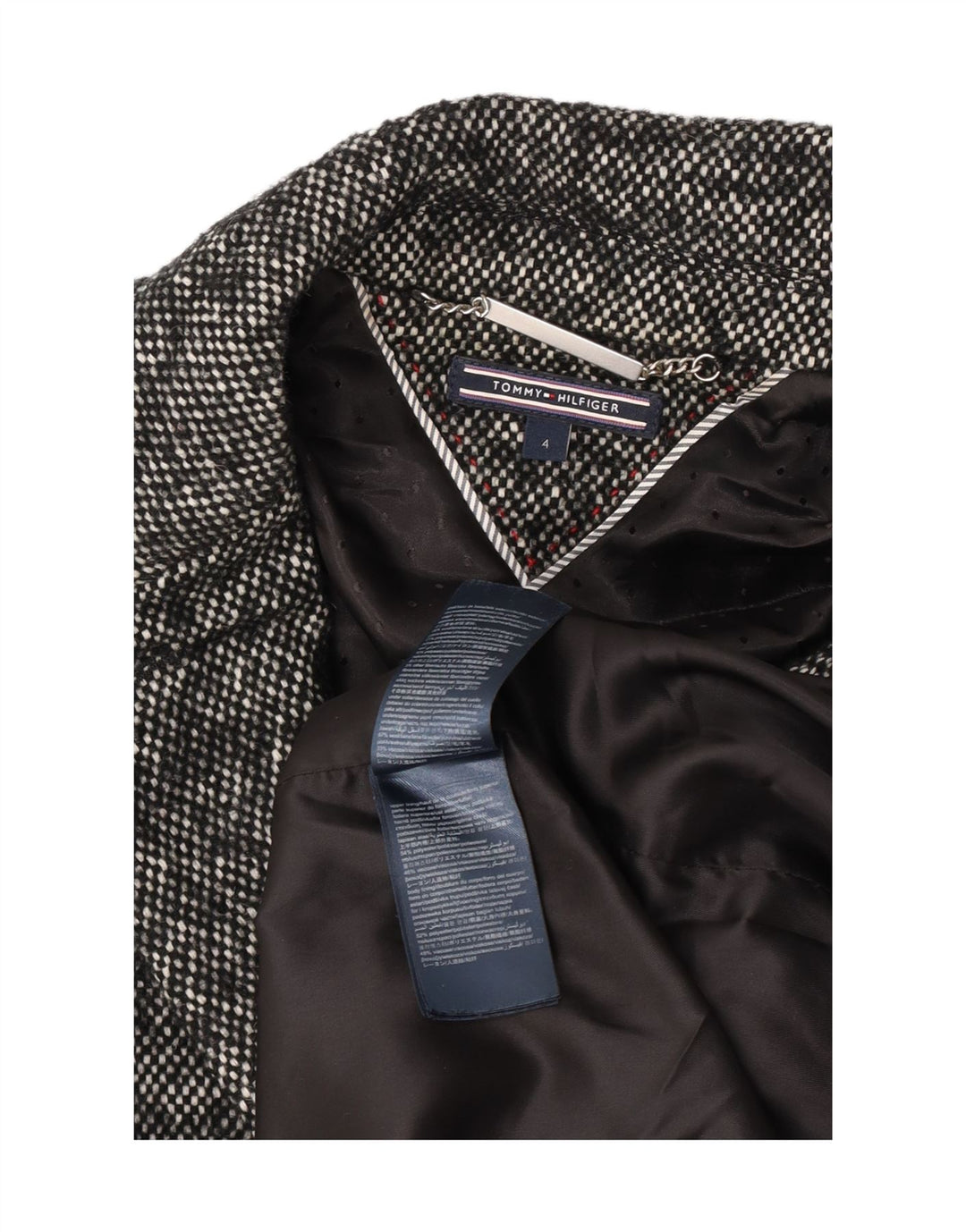 Cappotto da donna Tommy Hilfiger US 4 Small Lana screziata blu navy