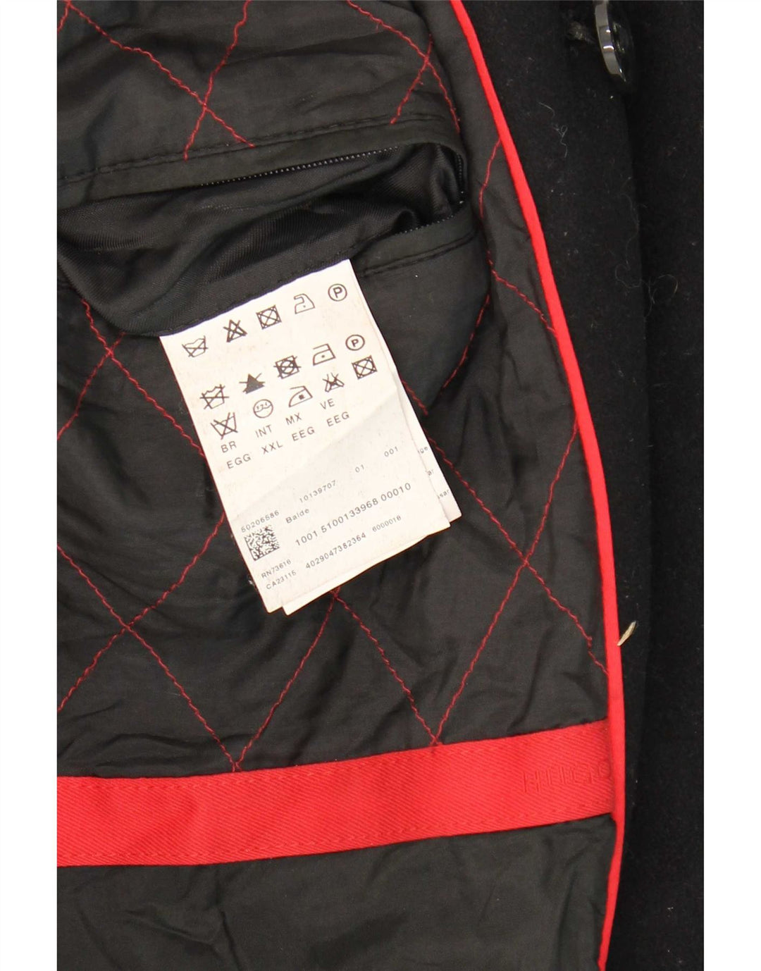 Cappotto da marinaio da uomo Hugo Boss UK 44 2XL Lana vergine nera