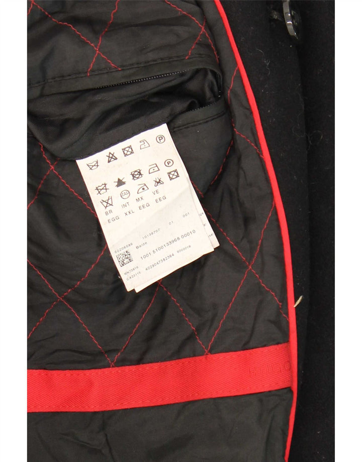 Cappotto da marinaio da uomo Hugo Boss UK 44 2XL Lana vergine nera