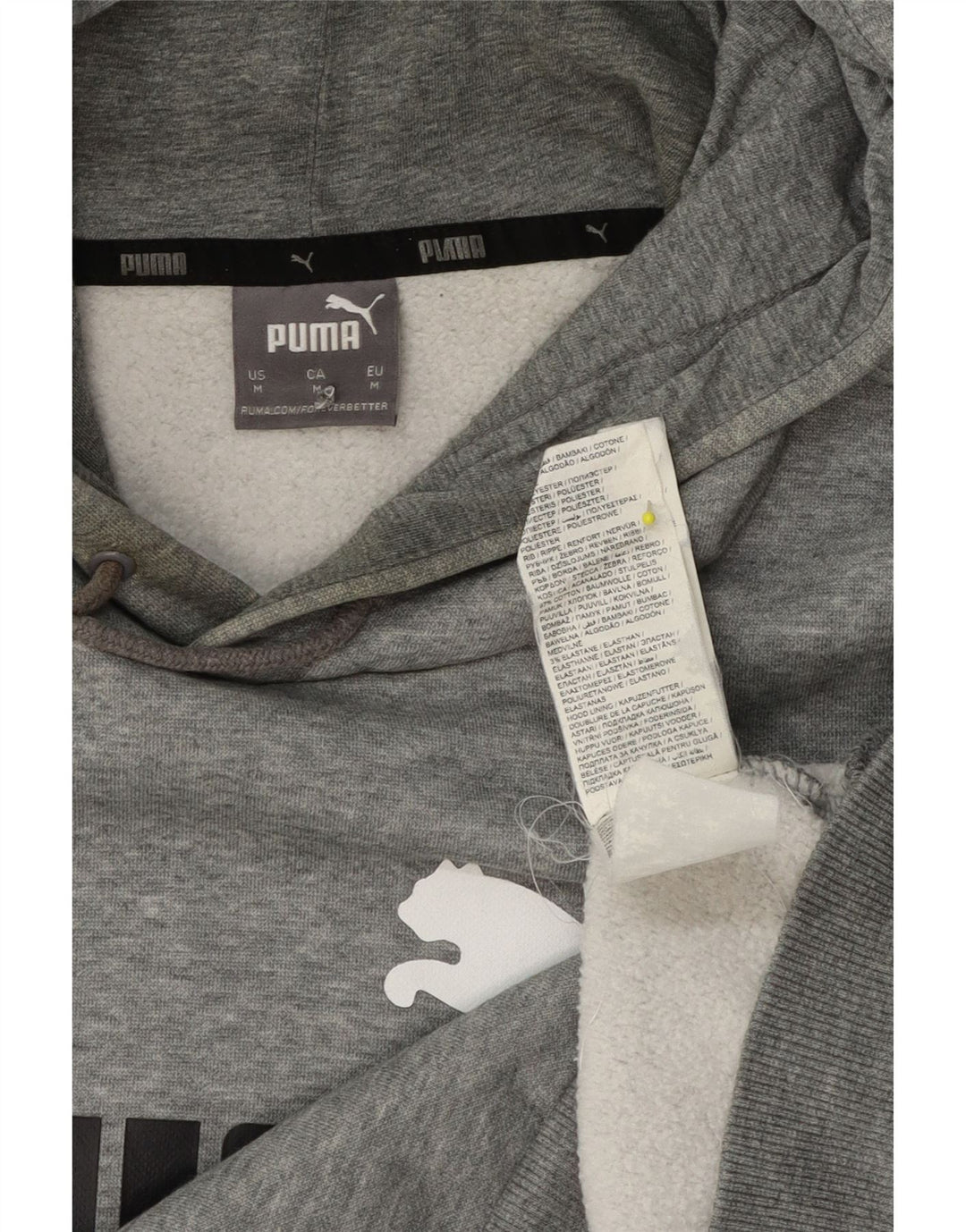 Felpa con cappuccio grafica da uomo Puma in cotone chiazzato grigio medio