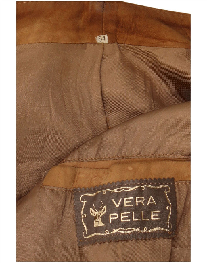 Giacca vintage in pelle scamosciata da uomo IT 54 2XL in pelle beige