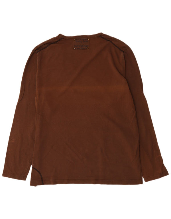 Bromfield Mens Top Long Sleeve 2XL Brown Cotton