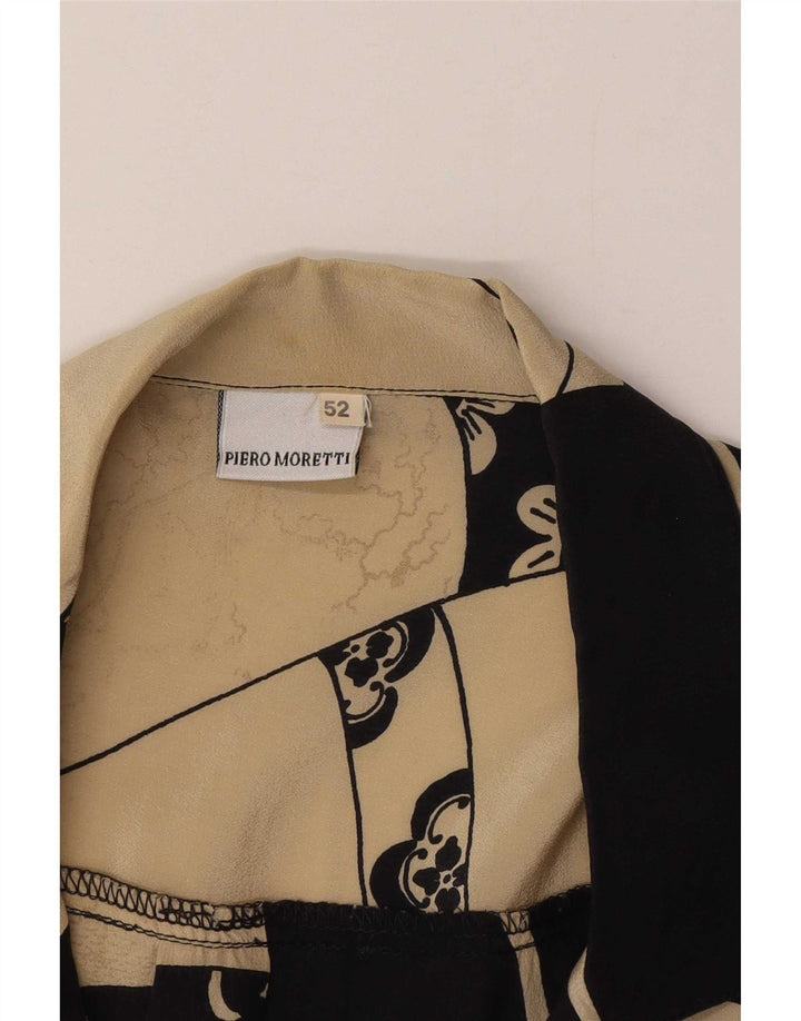 Camicia vintage da donna a maniche corte IT 52 2XL Patchwork beige