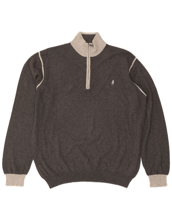 MARLBORO CLASSICS Maglione da uomo con collo con zip 2XL cotone grigio