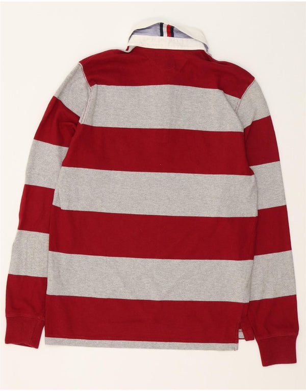 Polo da rugby da uomo a maniche lunghe Tommy Hilfiger piccola in cotone a righe rosse