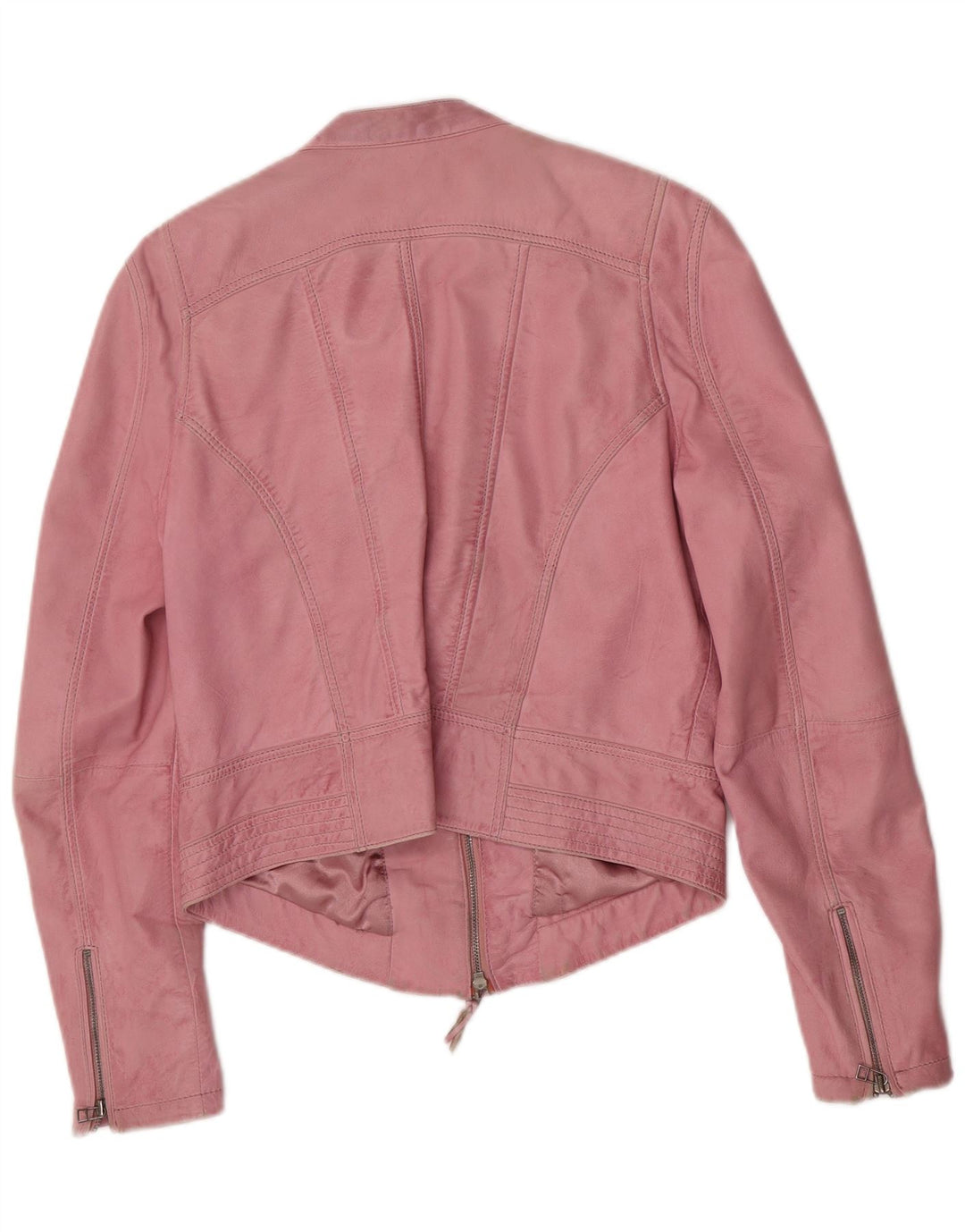 Giacca in pelle da motociclista da donna Zucchero UK 16 Large Rosa in pelle