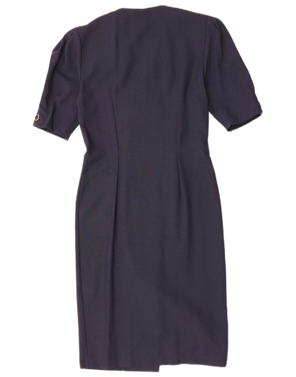 Abito tubino doppio petto da donna VINTAGE US 10 grande blu navy