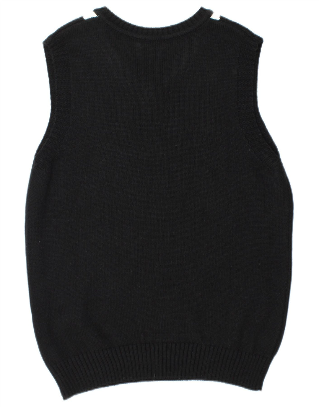 Canotta vintage da uomo, canotta grande nera a rombi/acrilico con diamanti