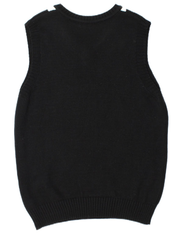 Canotta vintage da uomo, canotta grande nera a rombi/acrilico con diamanti