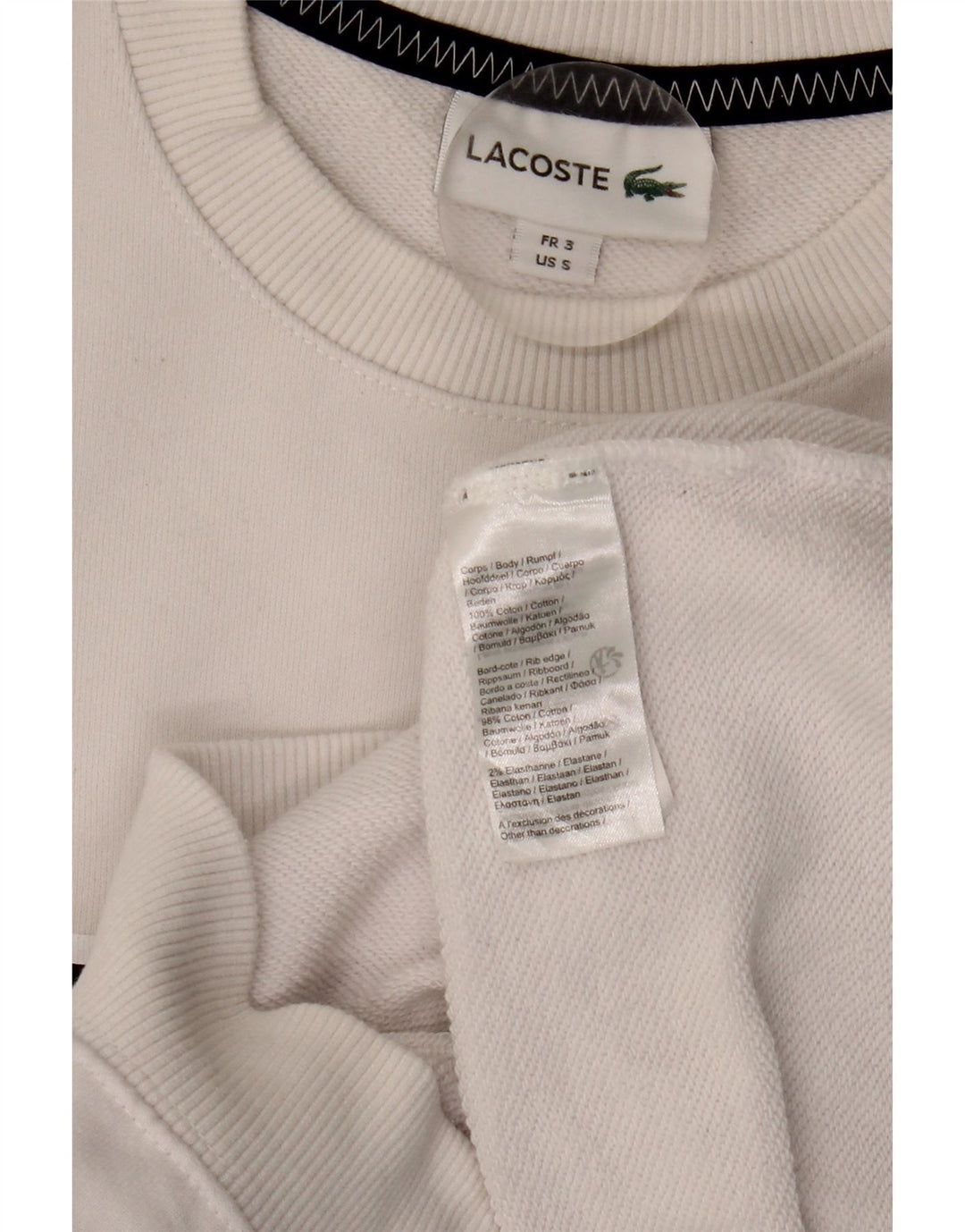 Felpa grafica da uomo Lacoste, taglia 3, piccola, in cotone bianco