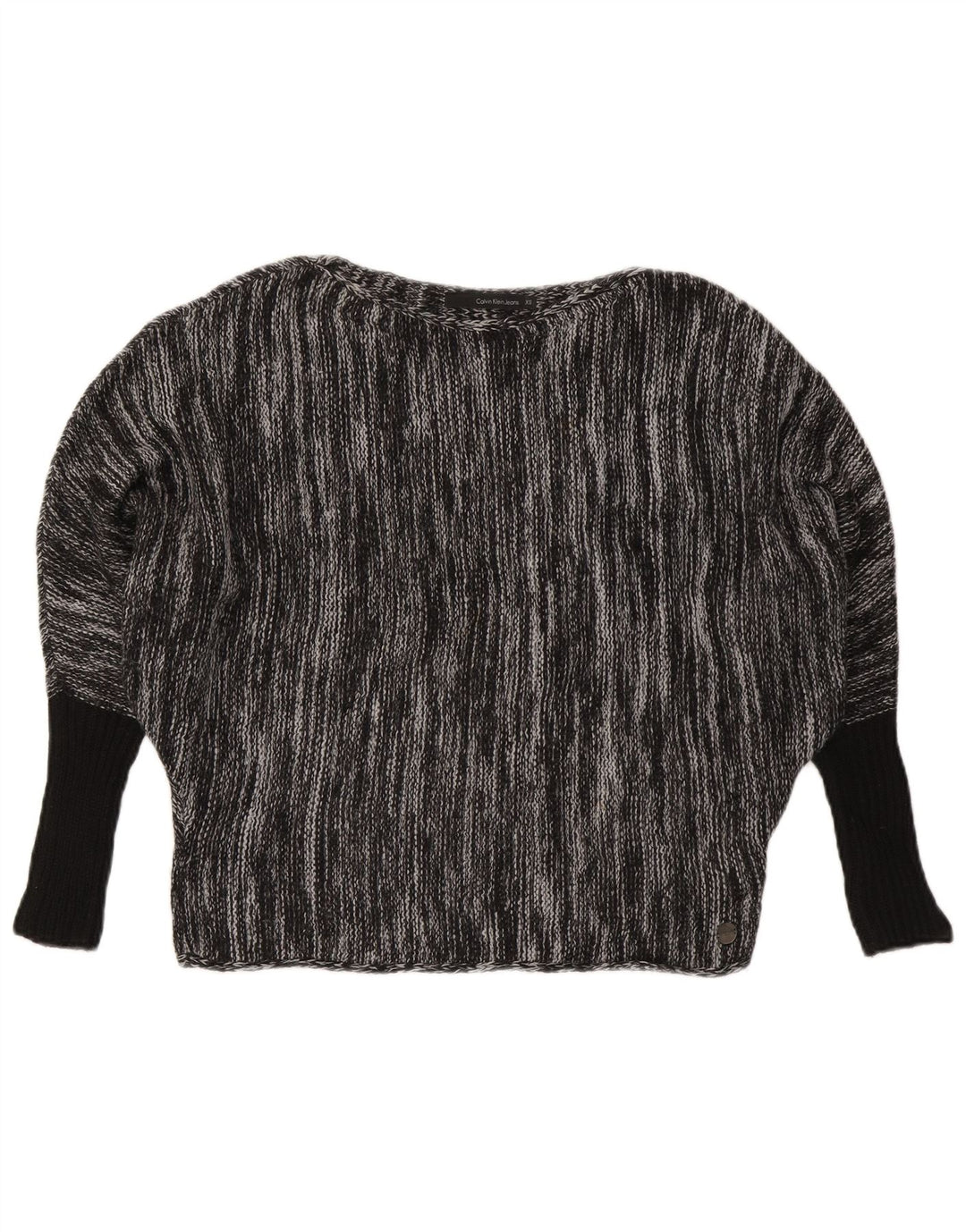 CALVIN KLEIN JEANS Maglione da donna con scollo a barca UK 6 XS Grigio chiazzato