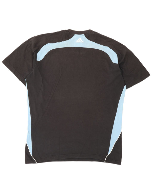 T-shirt da uomo Adidas Top UK 42/44 grande cotone color block nero