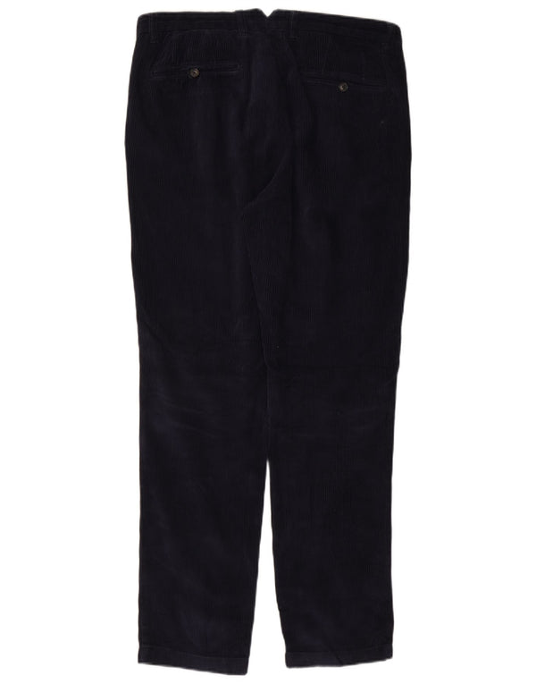 Pantaloni BENETTON da uomo in velluto a coste con pegging IT 48 medio W32 L30 blu navy