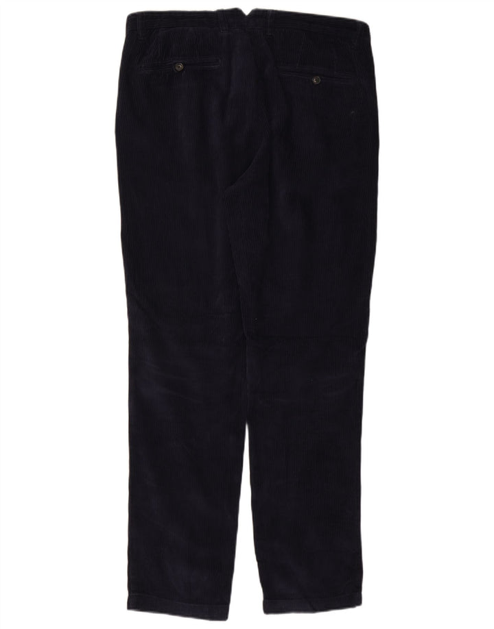 Pantaloni BENETTON da uomo in velluto a coste con pegging IT 48 medio W32 L30 blu navy