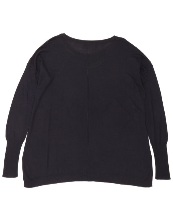 Maglione maglione oversize con scollo a barca da donna Zara UK 14 blu navy medio