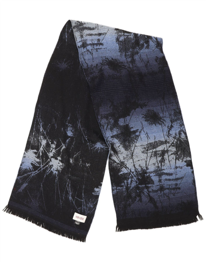 Sciarpa rettangolare da donna con motivo astratto Kenzo, taglia unica, in lana blu navy