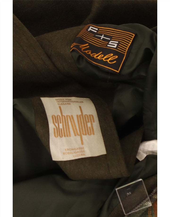 Montgomery con cappuccio da donna vintage EU 40 lana kaki media