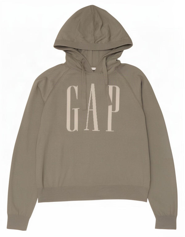 Maglione con cappuccio grafico da donna Gap UK 16 grande cotone grigio
