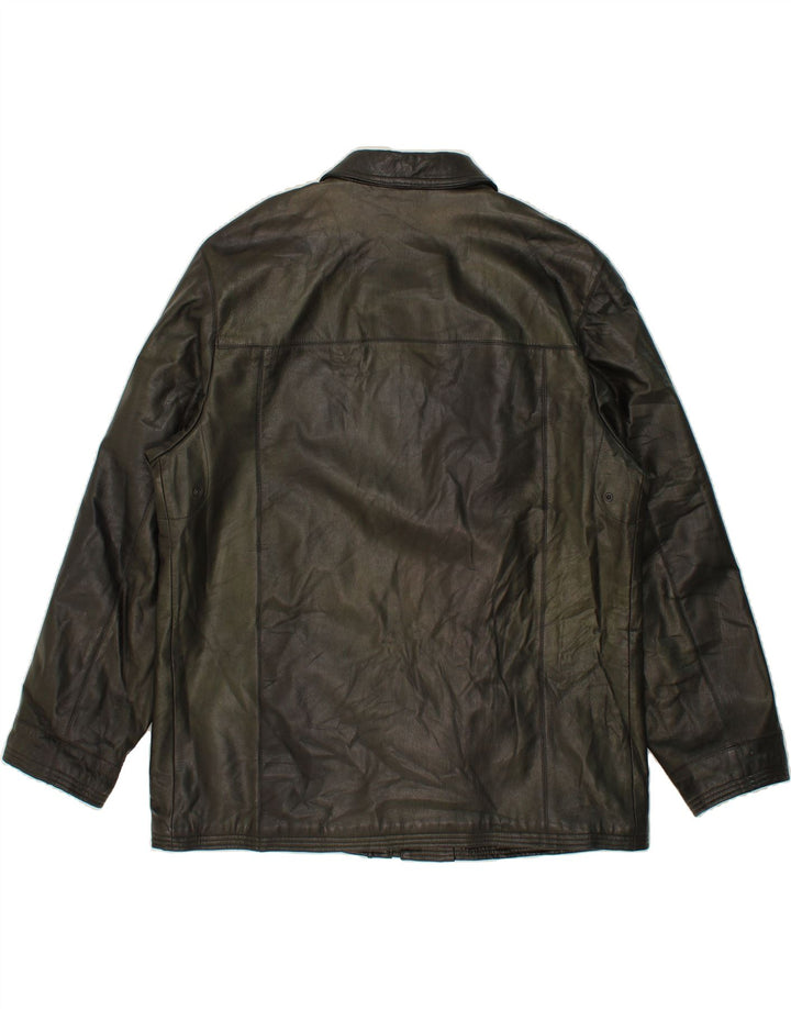 Giacca in pelle da uomo GREEN LEAVES UK 44 2XL Pelle verde