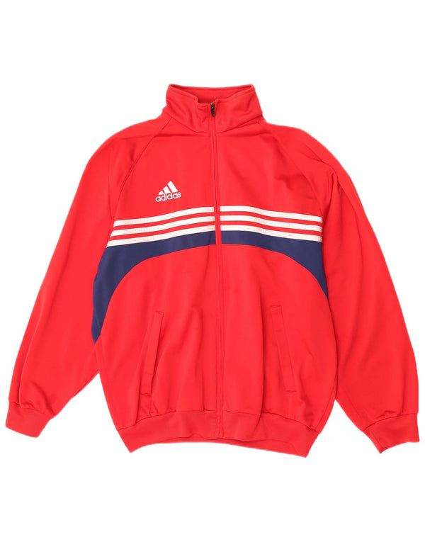 Giacca da tuta da uomo Adidas UK 40/42 Poliestere color block rosso medio