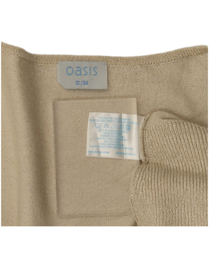 Maglione cardigan aperto da donna Oasis UK 10 piccolo viscosa beige