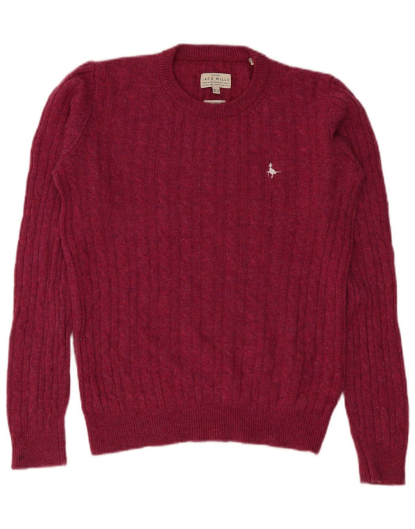Maglione maglione girocollo da donna Jack Wills UK 12 Borgogna medio