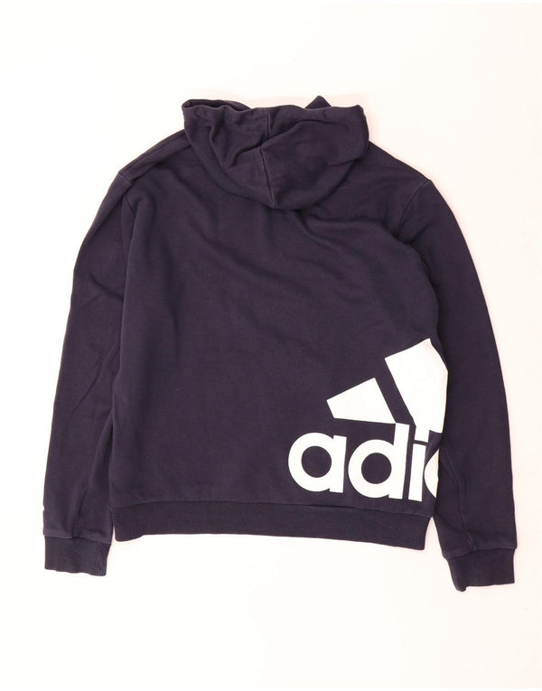 Felpa con cappuccio grafica da uomo Adidas Small in cotone blu navy