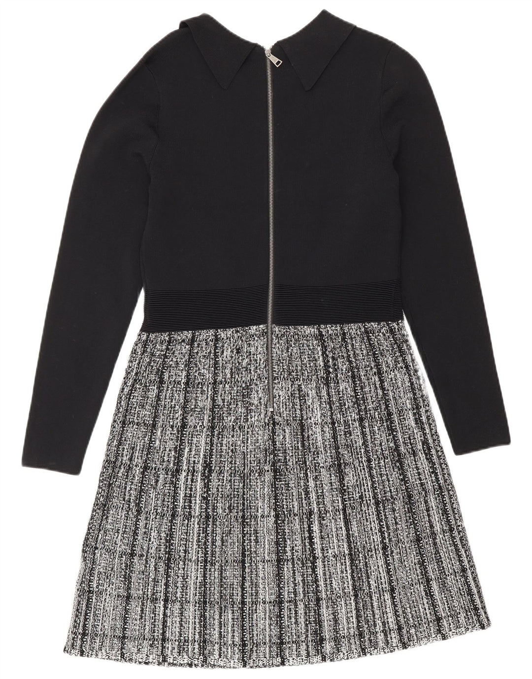 Abito basic da donna a maniche lunghe Ted Baker taglia 2 piccolo in viscosa a quadri neri