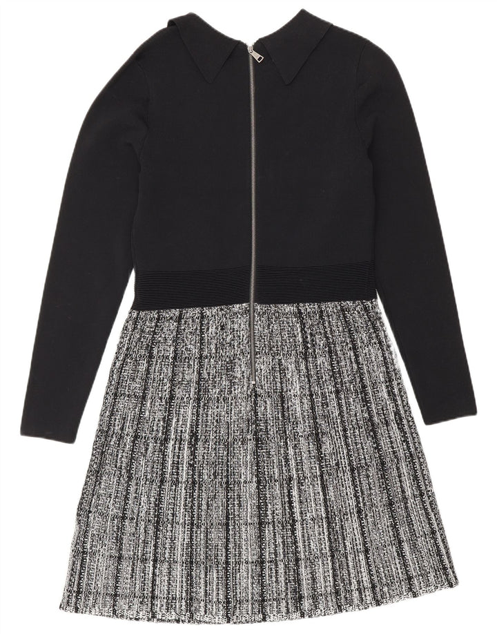 Abito basic da donna a maniche lunghe Ted Baker taglia 2 piccolo in viscosa a quadri neri
