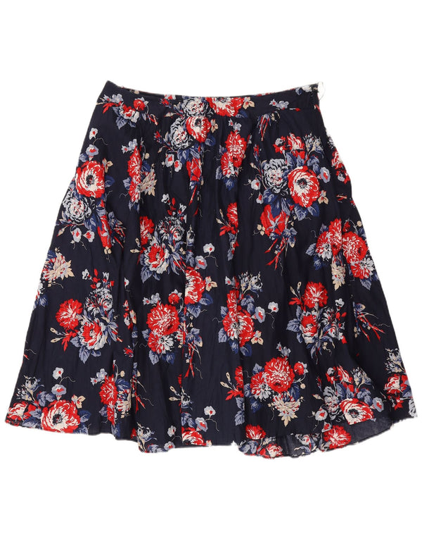 Gonna a pieghe da donna Laura Ashley UK 14 Large W32 Cotone floreale blu navy