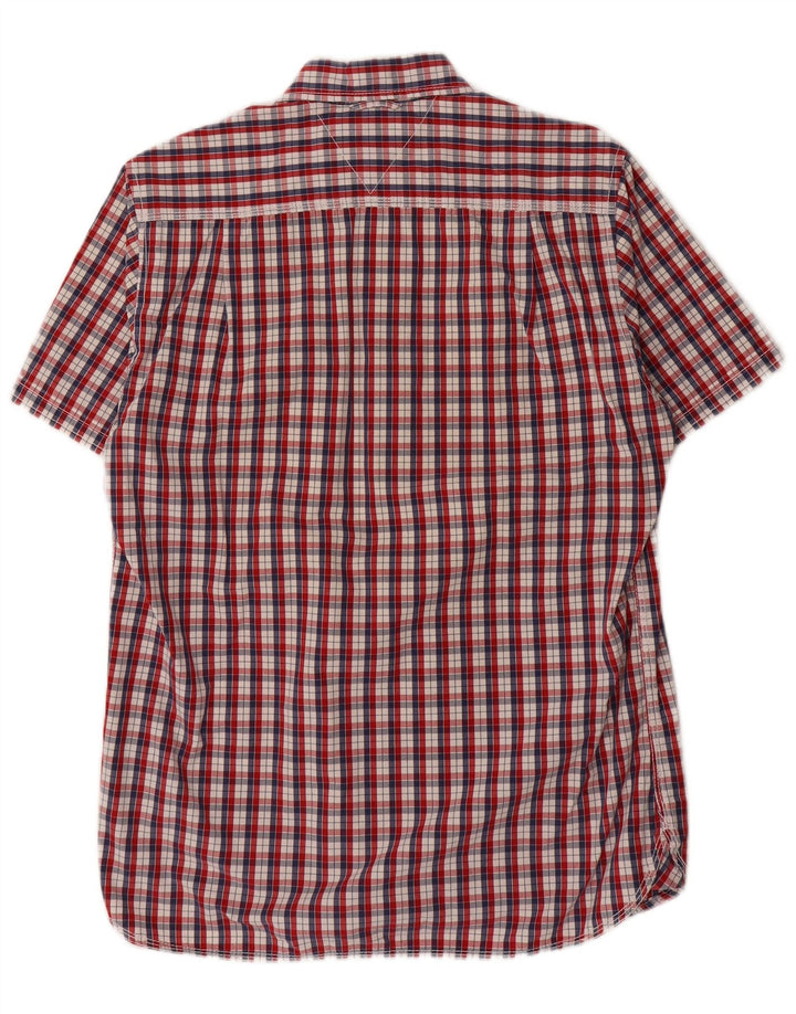 Camicia a maniche corte da uomo Tommy Hilfiger in cotone a quadri rossi piccoli