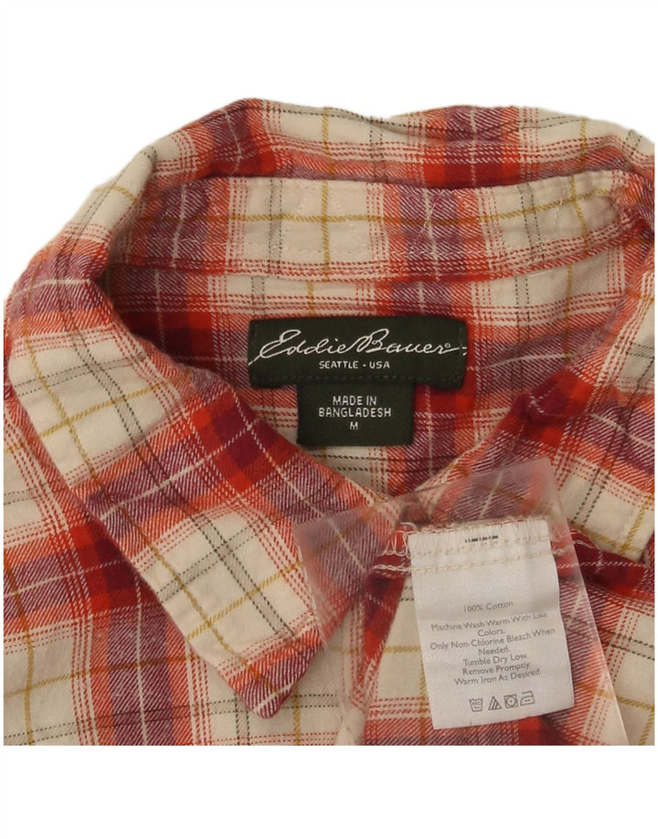 Camicia in flanella da donna Eddie Bauer UK 14 Cotone a quadri rosso medio