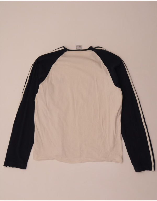 Maglia Adidas da uomo a maniche lunghe XL in cotone color block bianco