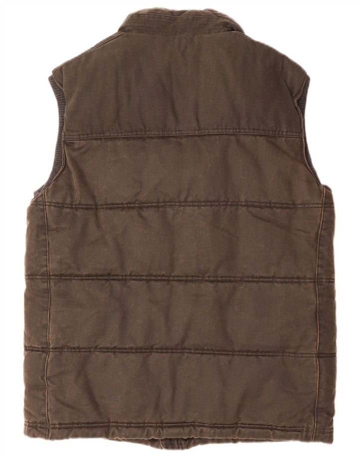 Gilet imbottito da uomo FAT FACE UK 36 piccolo in cotone marrone