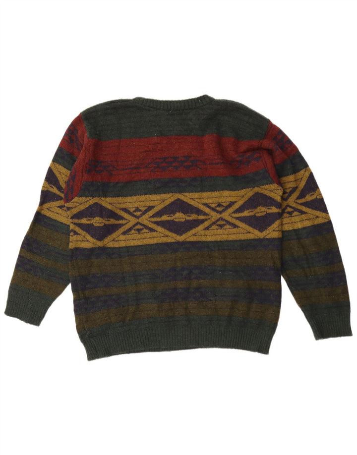 Maglione maglione girocollo da uomo Alba Moda grande kaki geometrico