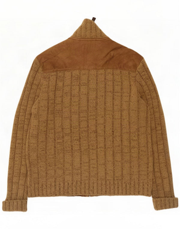 Sevres Maglione cardigan con zip intera da uomo UK 42 XL Beige Lana