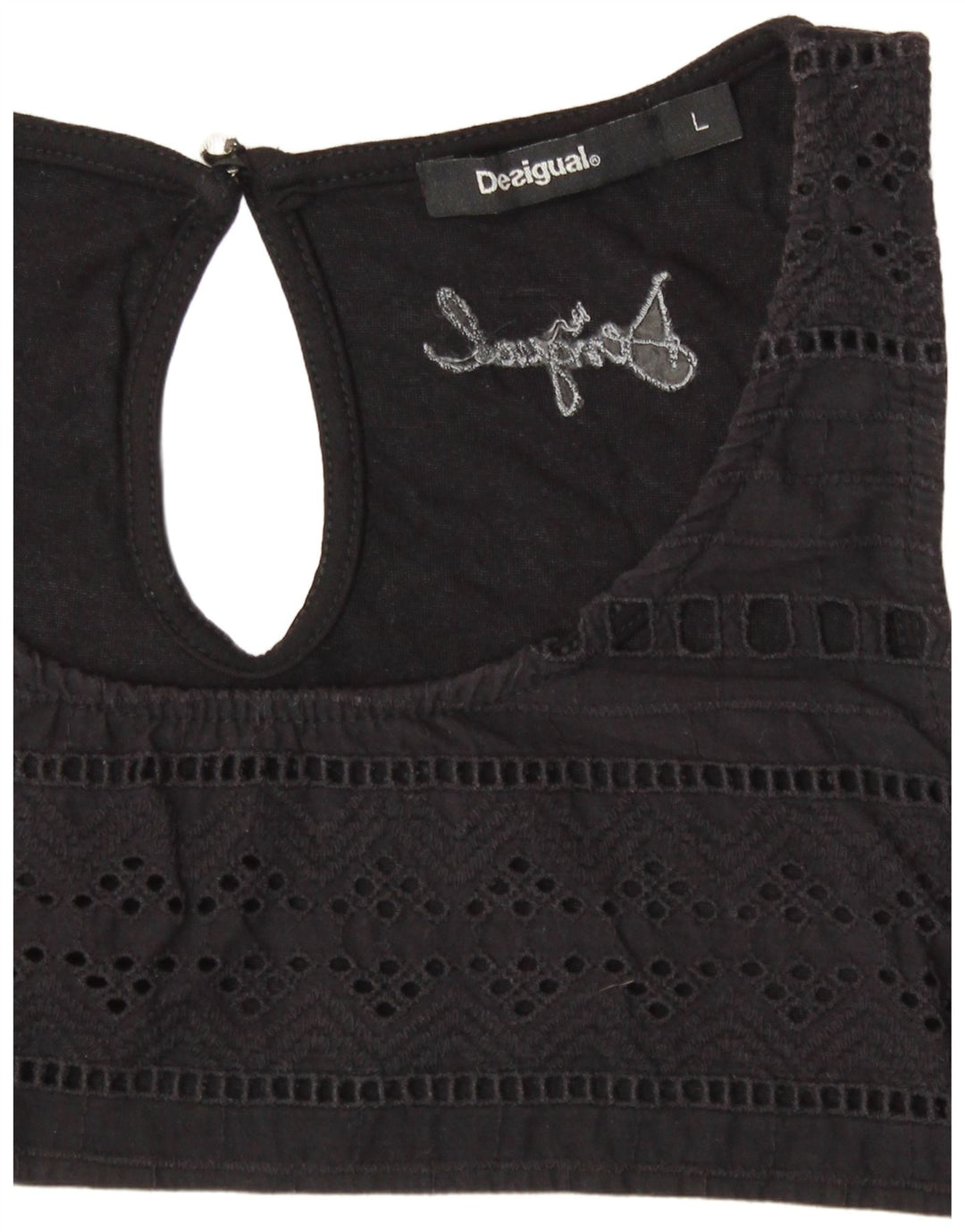 DESIGUAL Canotta grafica da donna UK 14 Large Black Striped
