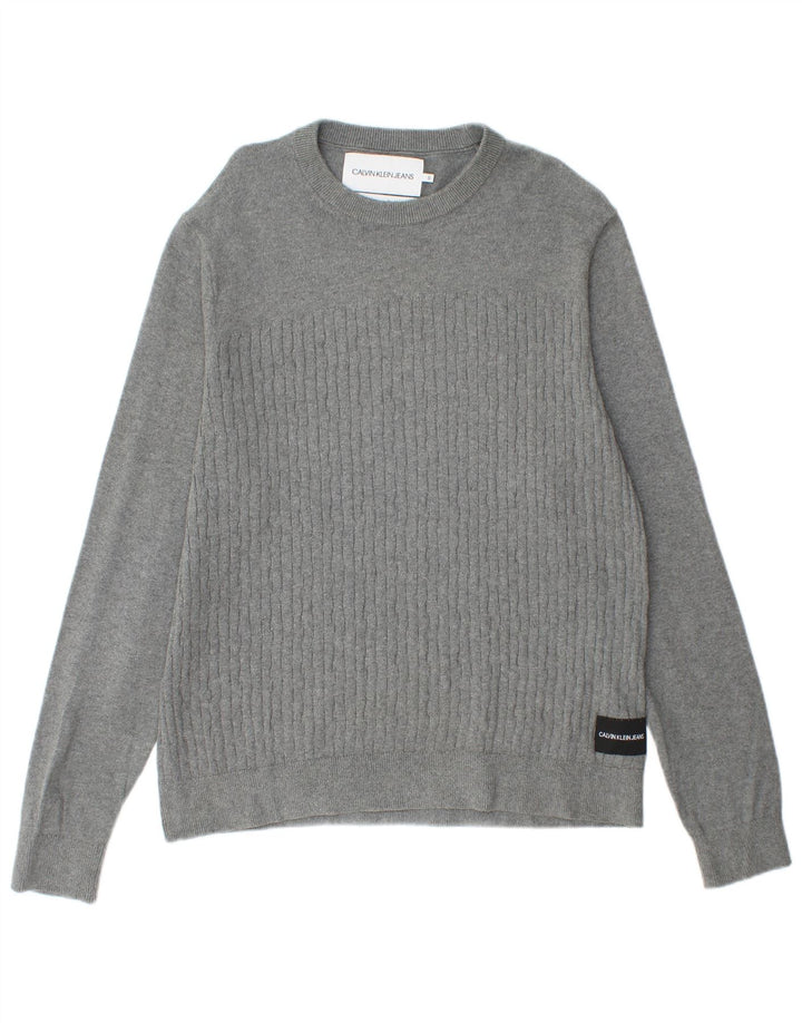 Calvin Klein Jeans Maglione girocollo da uomo piccolo in cotone grigio