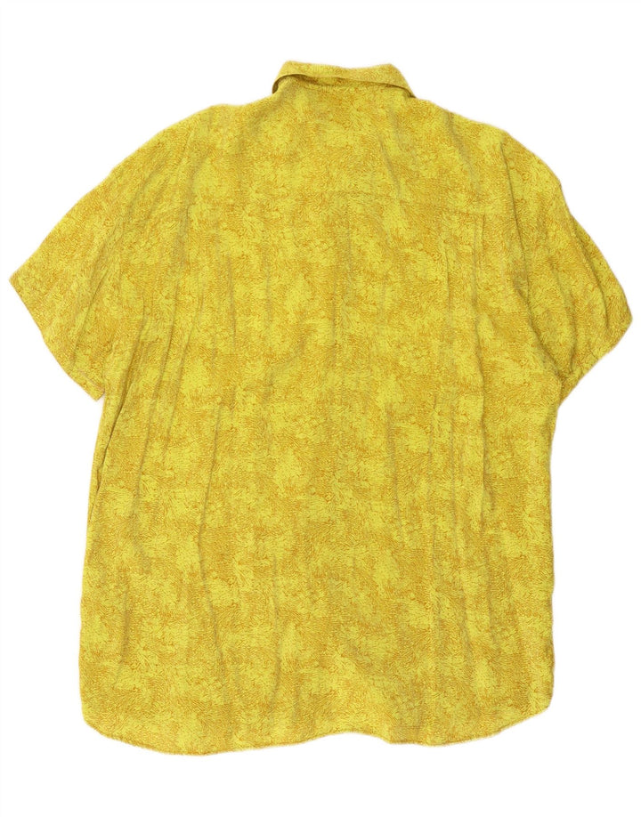 Camicetta camicia vintage oversize da donna con motivo astratto UK 10 piccola gialla