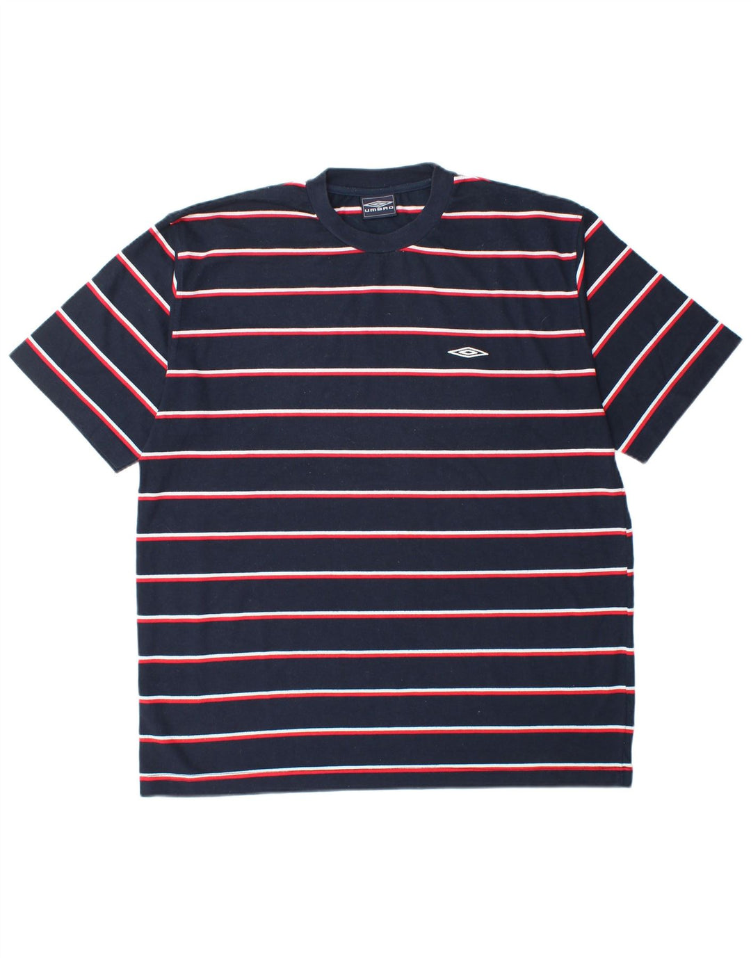 T-shirt da uomo Umbro Top XL poliestere a righe blu navy