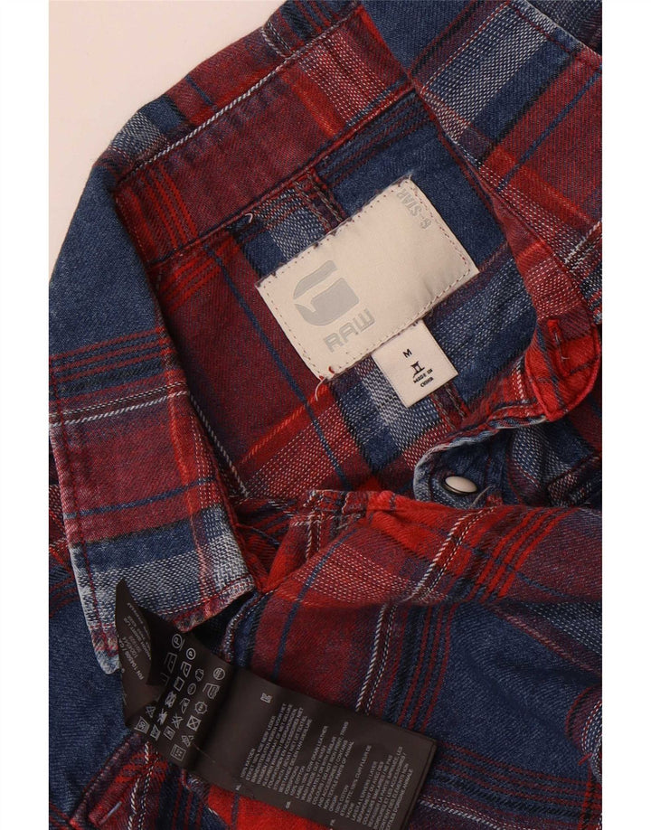 Camicia da uomo G-Star in cotone a quadri blu medio