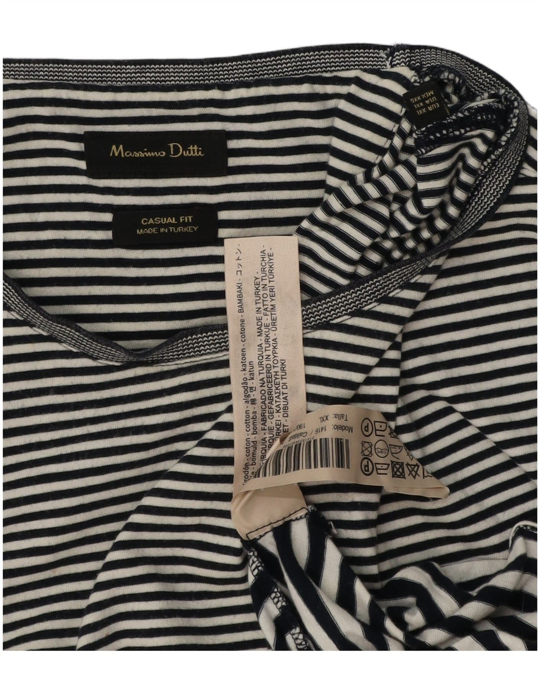 MASSIMO DUTTI T-shirt casual da donna, taglia UK 20 2XL, cotone a righe nere