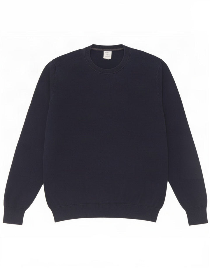 Maglione maglione girocollo da uomo John Lewis in cotone blu navy medio