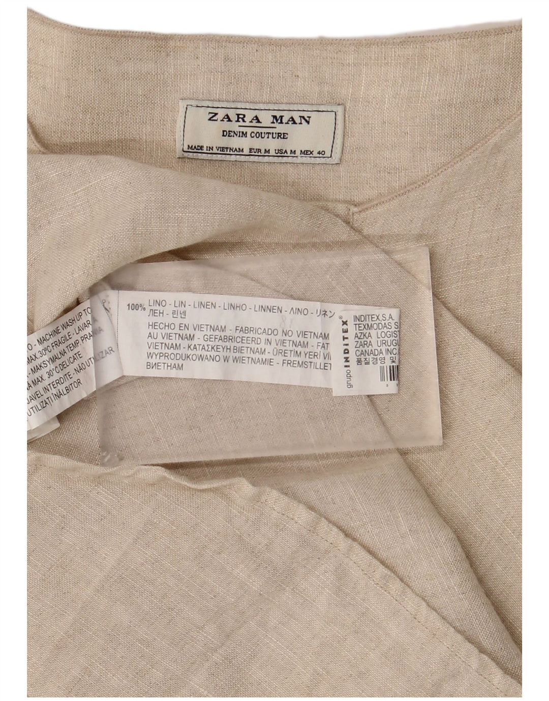 Camicia pullover da uomo Zara in lino beige medio