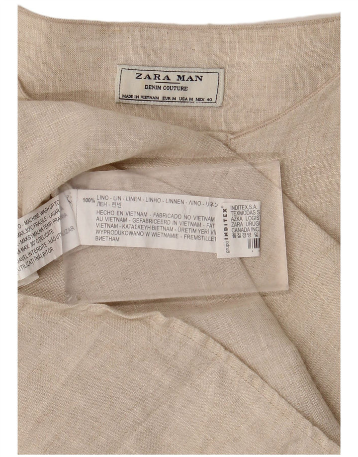 Camicia pullover da uomo Zara in lino beige medio