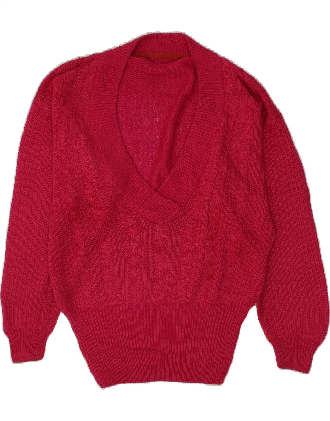 VINTAGE Womens V-Neck Jumper Sweater UK 16 Large Pink Vintage Vintage and Second-Hand Vintage from Messina Hembry 